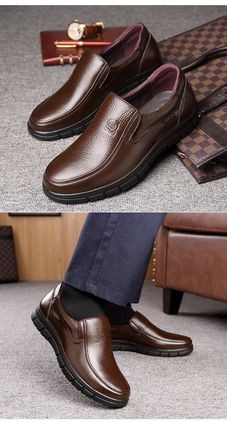 Summer New Men Leather Shoes soft soled Casual Flat Shoes Outdoor Walking shoes Comfort fashion soft leather shoes Loafers