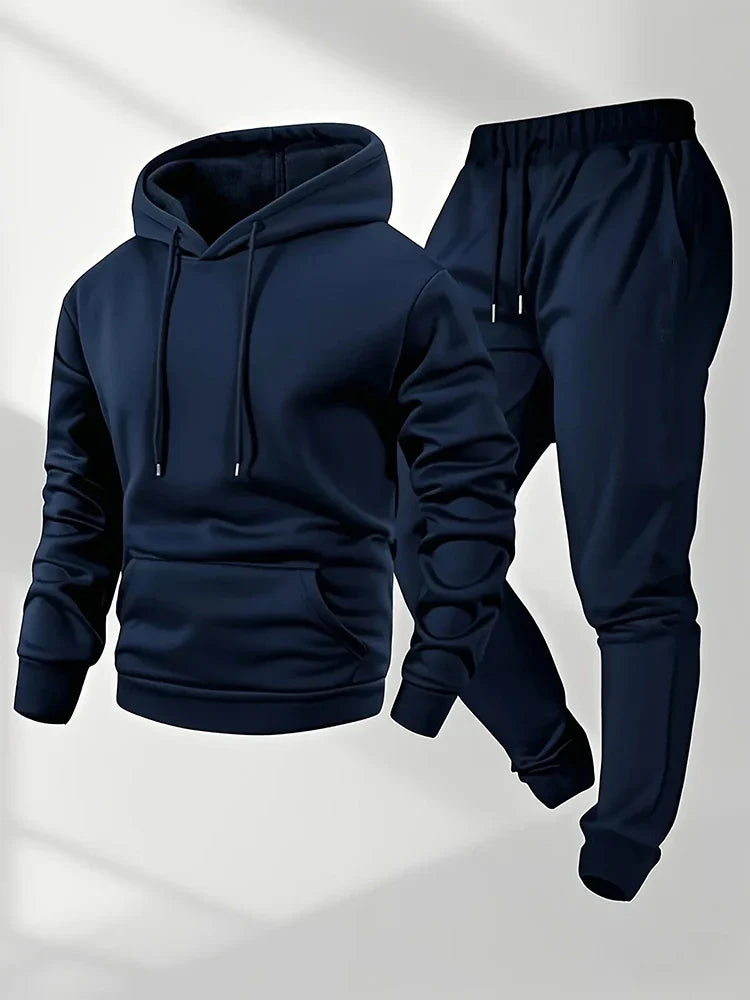 Men's Tracksuit Casual Hoodies Sweatshirts Suit Outdoors Gym Sports Jogging Clothing Autumn Winter Fashion Sweatpants 2 Pcs Sets