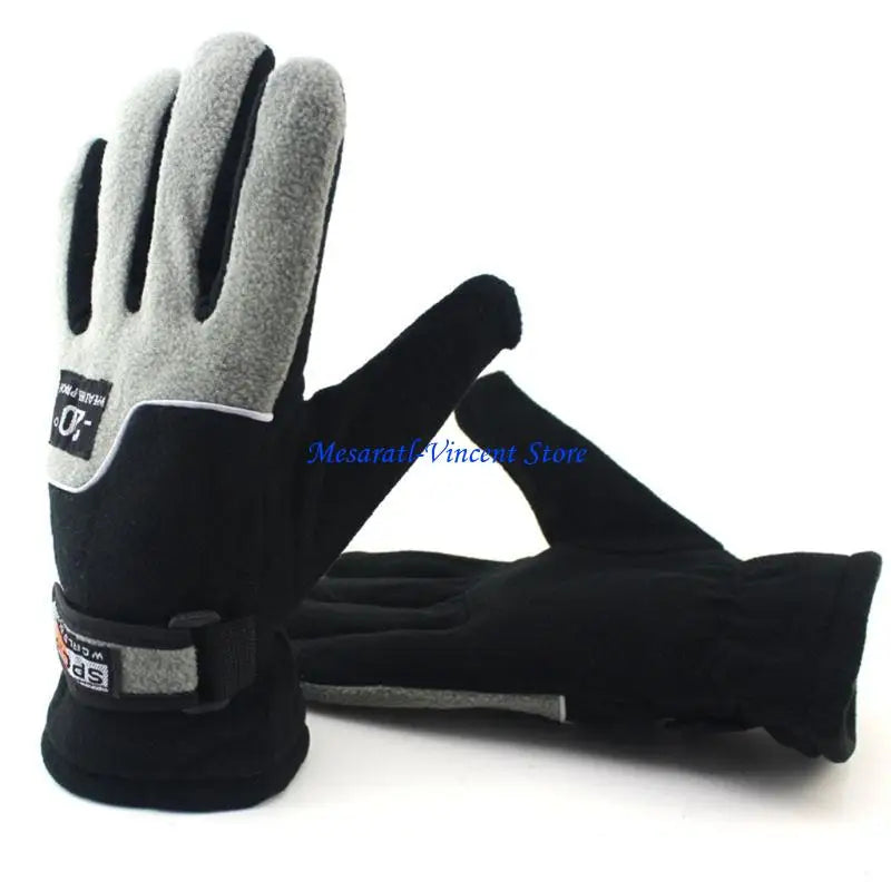A70F Winter Warm Thermal Motorcycle Gloves Fleece Mittens For Women Men Snow Sports Hiking Back Windproof Lightweight