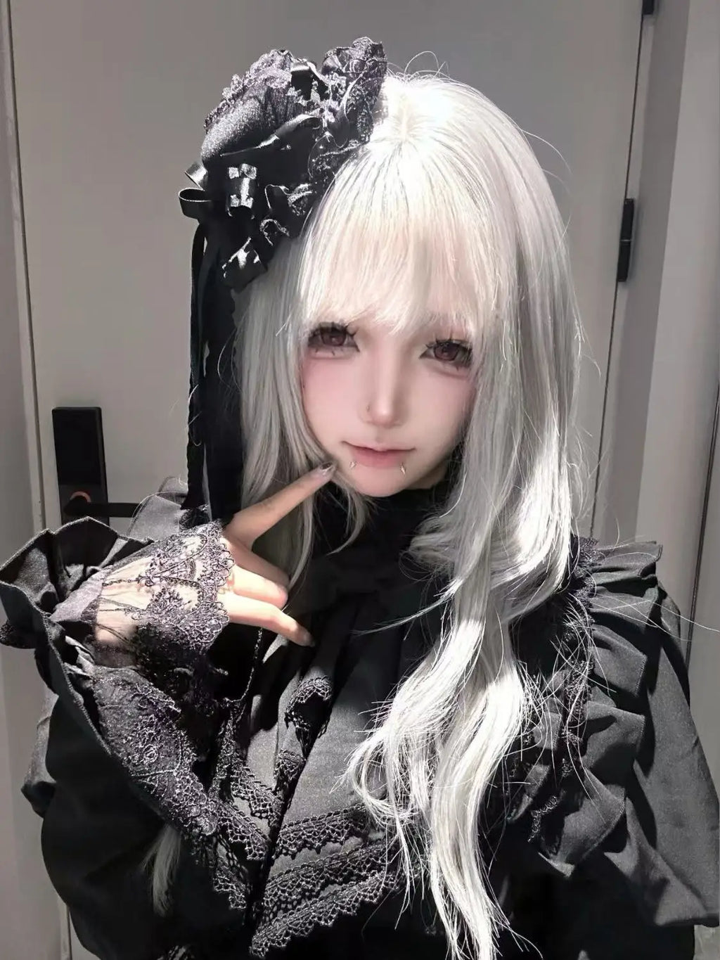 Gothic Lolita Lace Patchwork Headdress Women Cosplay Party Headband Gothic Bow Hat Japanese Y2k Aesthetic Hair Accessories