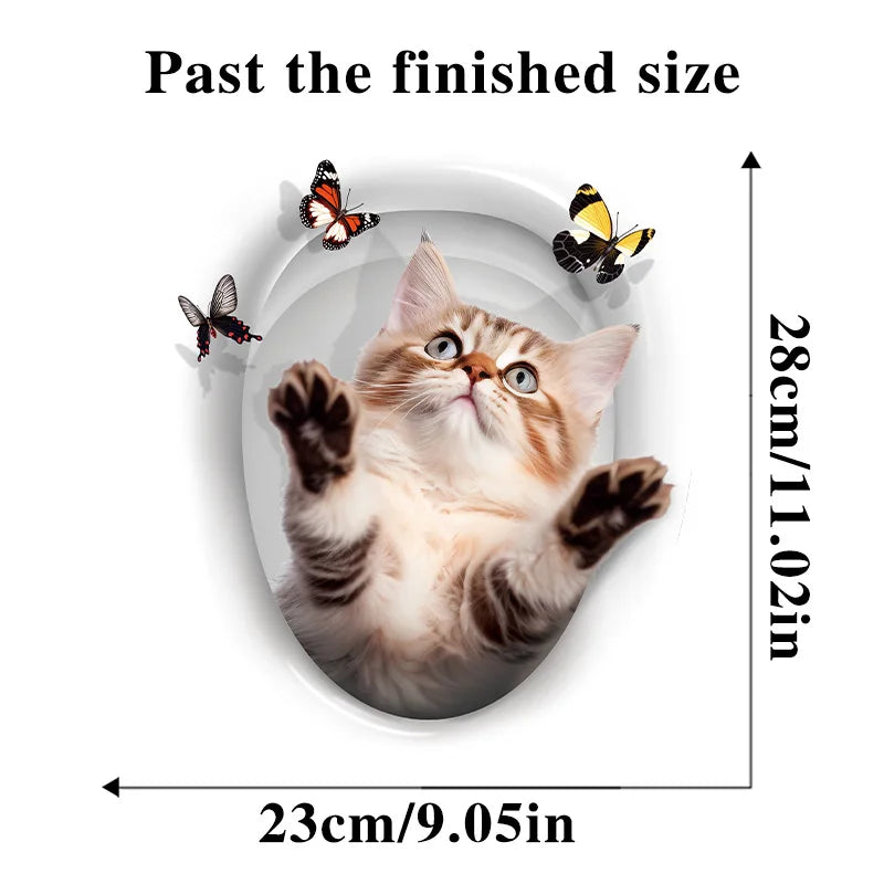 1pc PVC Water Resistant Novelty Toilet Seat Cat Dog Toilet Sticker Wall Stickers Animal /Wc Accessories For Home Bathroom Decor