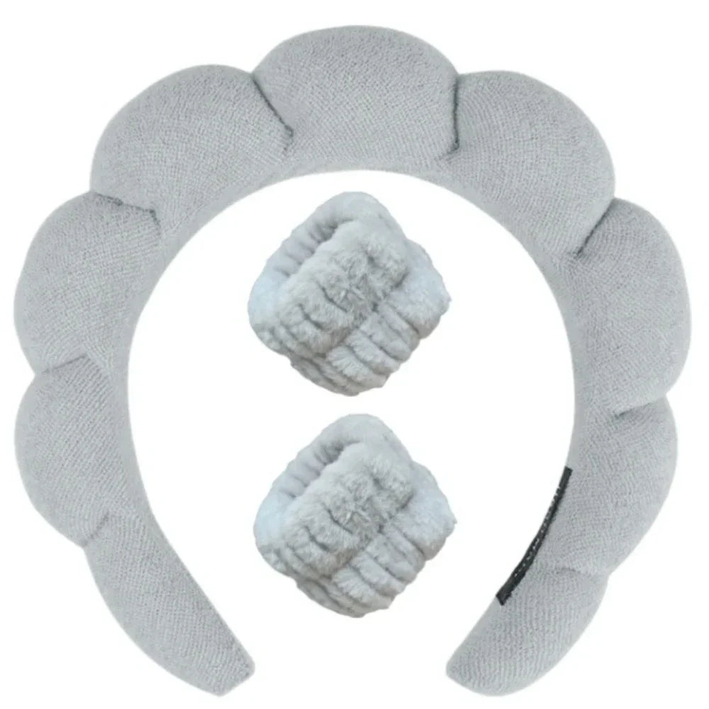 3Pcs/set Makeup Headband Puffy Sponge Spa Head Bands for Women Girls Washing Face Skincare Yoga Facial Mask Sports Hair Headband