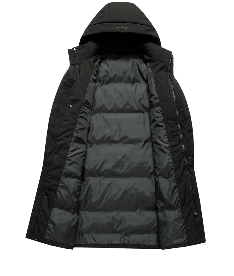 Winter Luxury Brand Men's Down Jacket Coat Parkas Padding Warm Puffer Jackets Long Man Jacket Knee Length Thickened Hooded HXY02