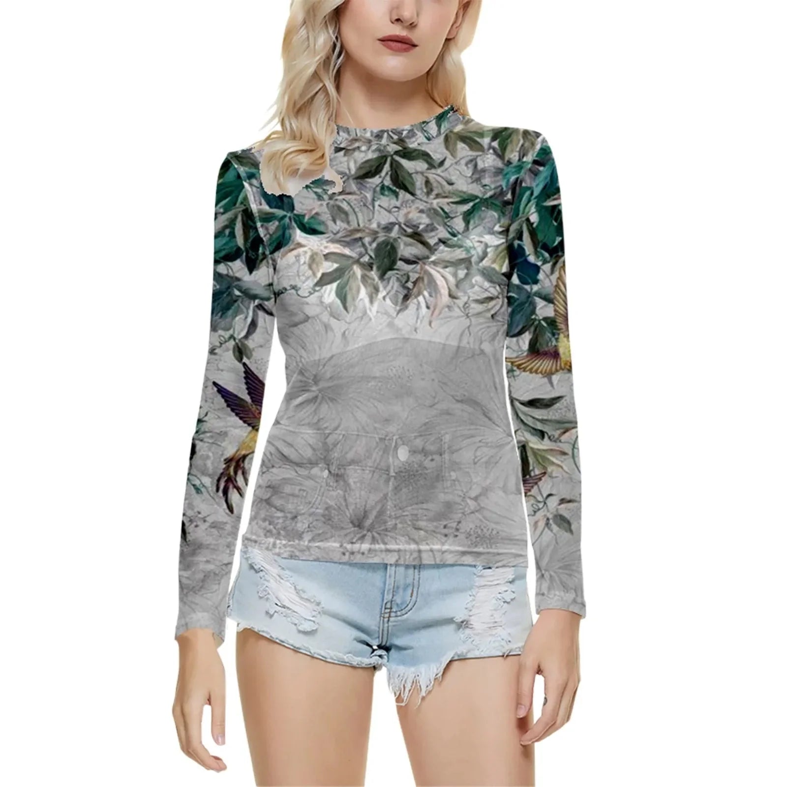 🌸 Vintage Floral Mesh Blouse