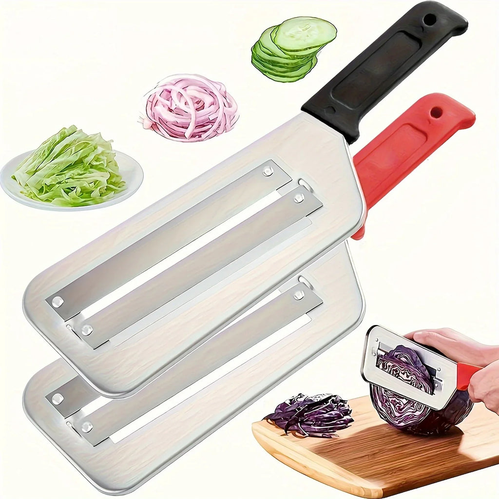 Stainless Steel Cabbage Shredder Slicer with Dual Blades, Handheld Vegetable Shredding Tool for  Salad Making Kitchen
