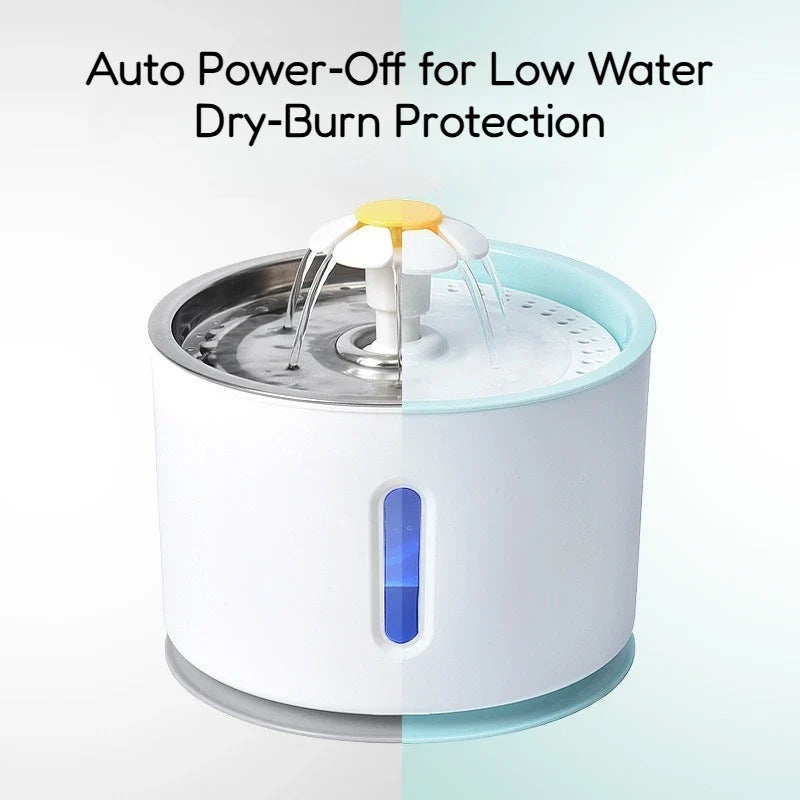 Pet Water Fountain Quiet Pump Visible Water Level 4-Layer Filter Flower Nozzle Cat Dispenser Drinking Bowl Cats Small Dogs Home