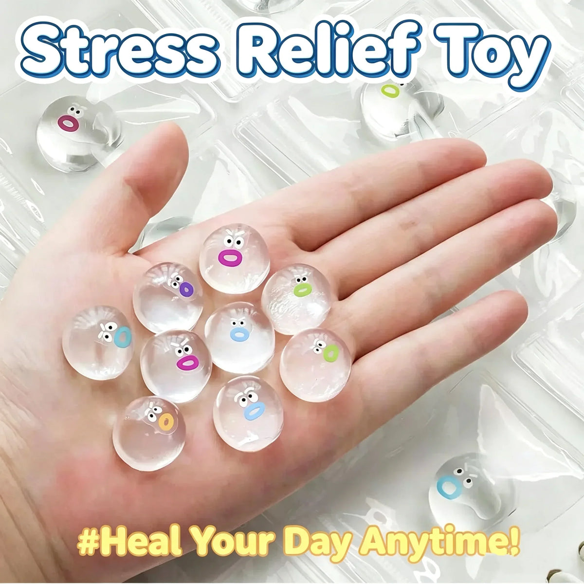 10/20/30Pcs Mini DIY Squishies Expression Squeeze Fidget Toy Emotion Fidget Poppers Sensory Fidget Toys Cute Desk Accessory Gift