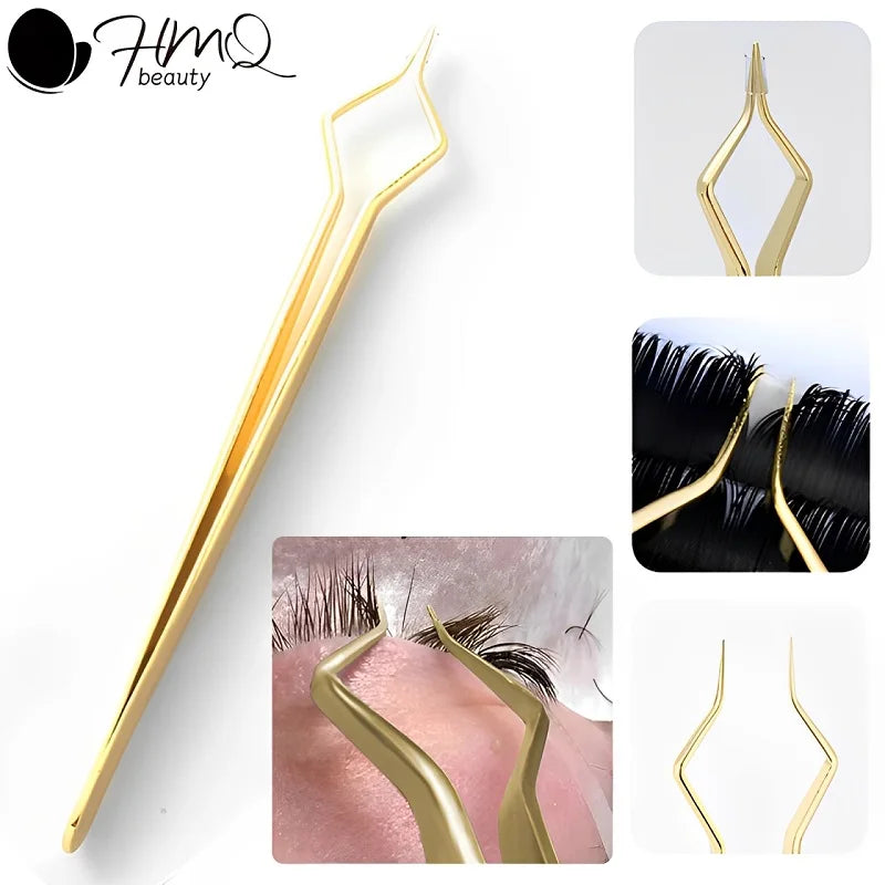 New Lash Extension Tweezers Anti slip Stainless Steel Curved Tip Straight Tweezers High Precision Nail Art Makeup Beauty  Tools