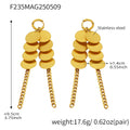 Stainless Steel Dangle Earrings For Women 18k Gold Plated Waterproof Non Tarnish Women's Glossy Sheets Chains Tassel Earring