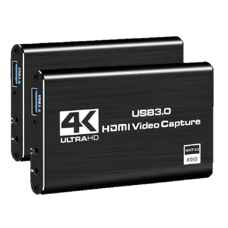 4K USB 3.0 Video Capture Card, HDMI-compatible HDTV Recorder Grabber for Game Recording, PC, Game Audio & Mic