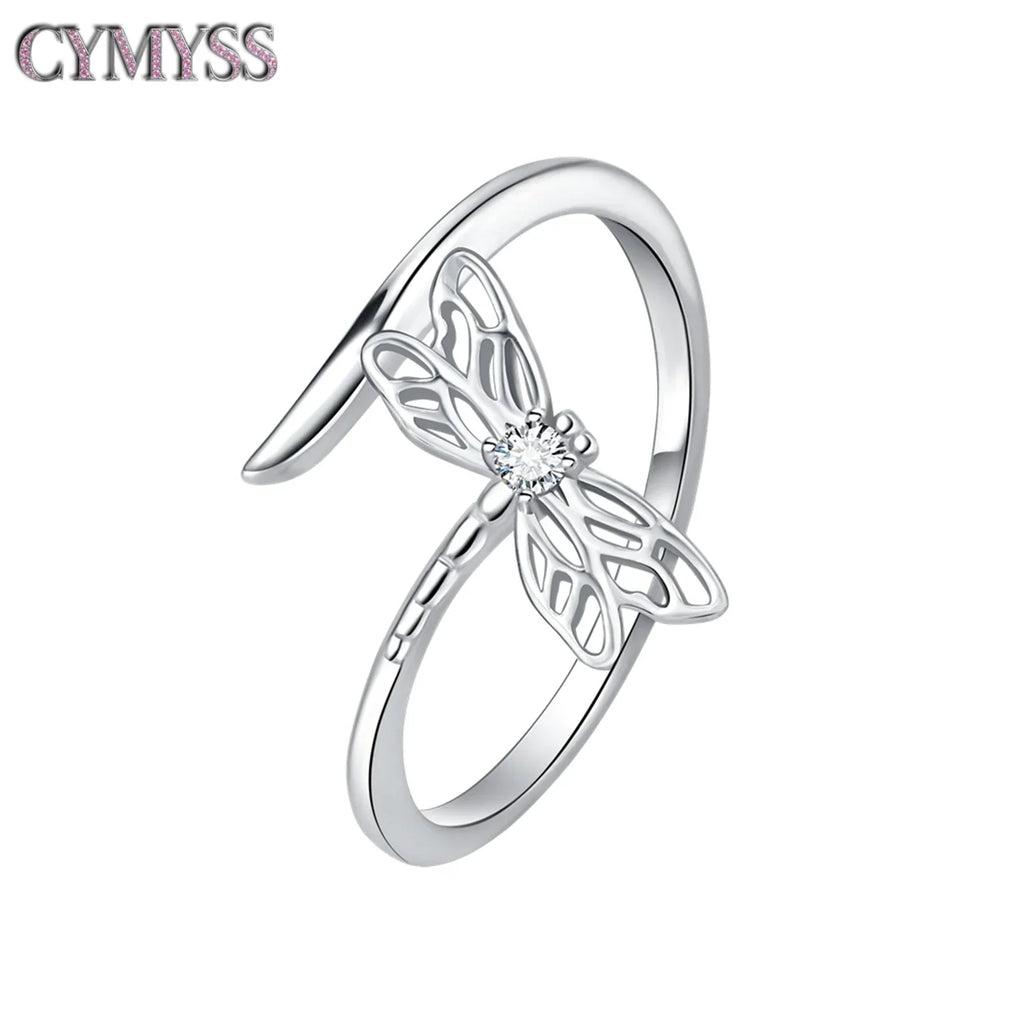 Original 925 Sterling Silver Open Ring Exquisite Panda Dolphin Adjustable Ring Original Daily Fine Jewelry Women Birthday Gifts