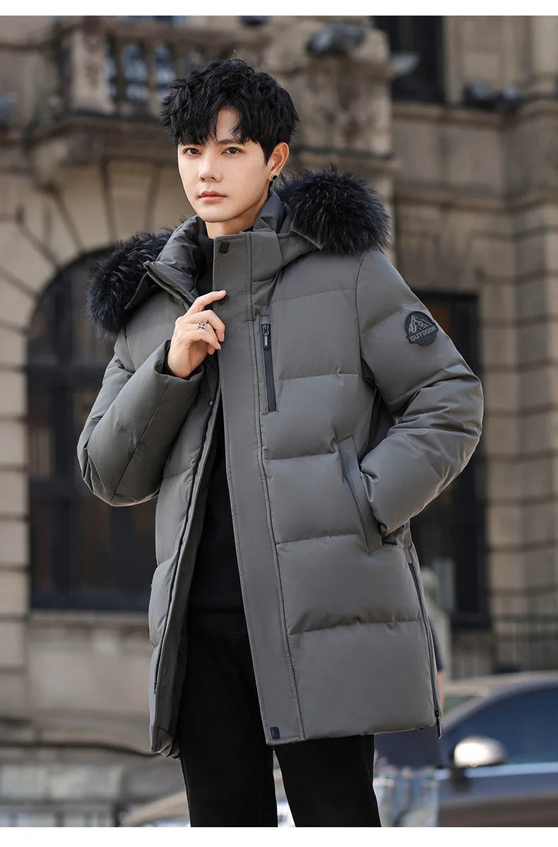 High Brand White Goose Down Jacket Coat Parka Men's Clothing Winter Padded Puffer Jackets Luxury Hooded Padding Outerwear HWY309