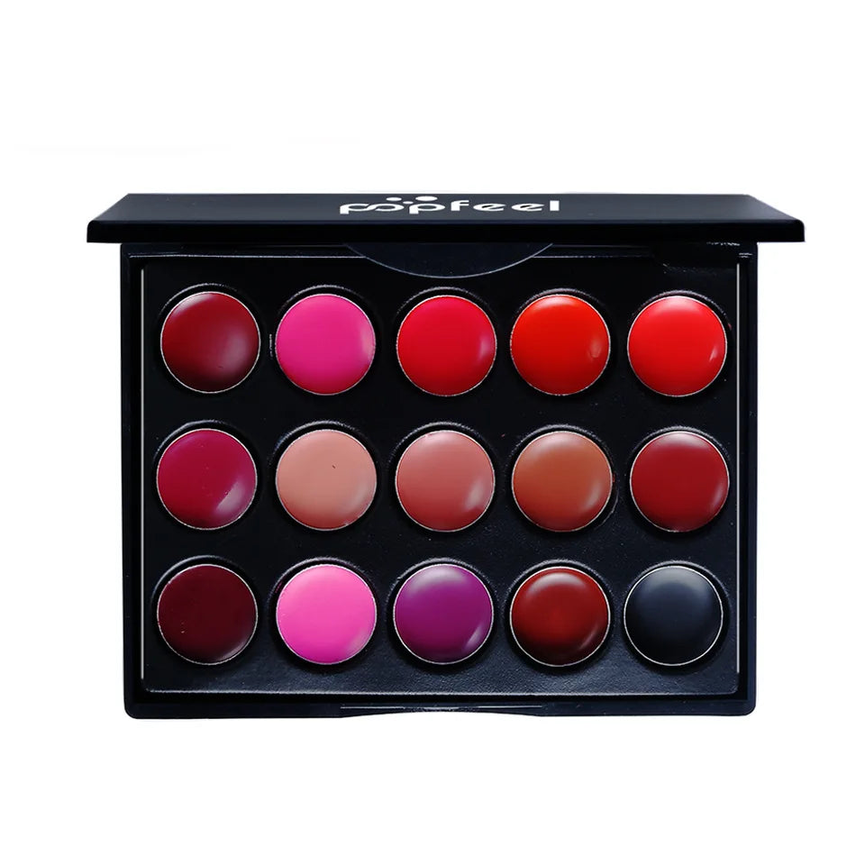 POPFEEL15 Colors Lipstick Palette Set Long Lasting Lip Gloss Korean Cosmetics Women Lip Tint Cheap and Small Beauty Lip Stain