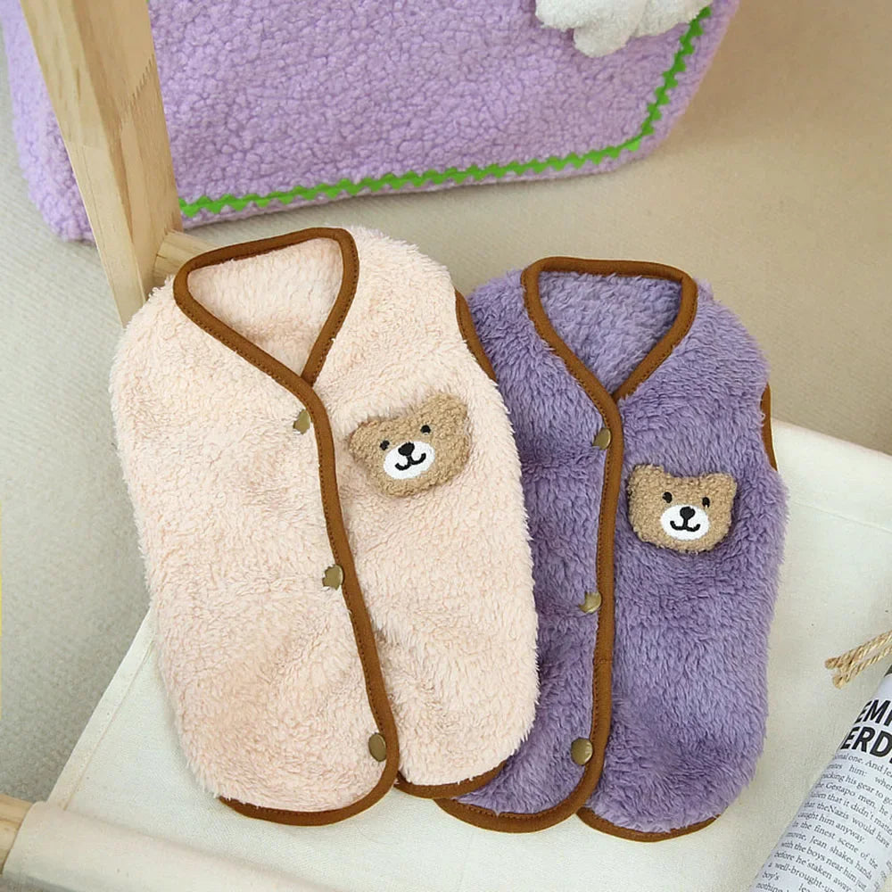 Soft Cozy Cat Clothes Kitten Cardigan Sweater Winter Warm Fleece Vest Sweatshirt for Small Dogs Puppies Jacket Coat Pet Costume