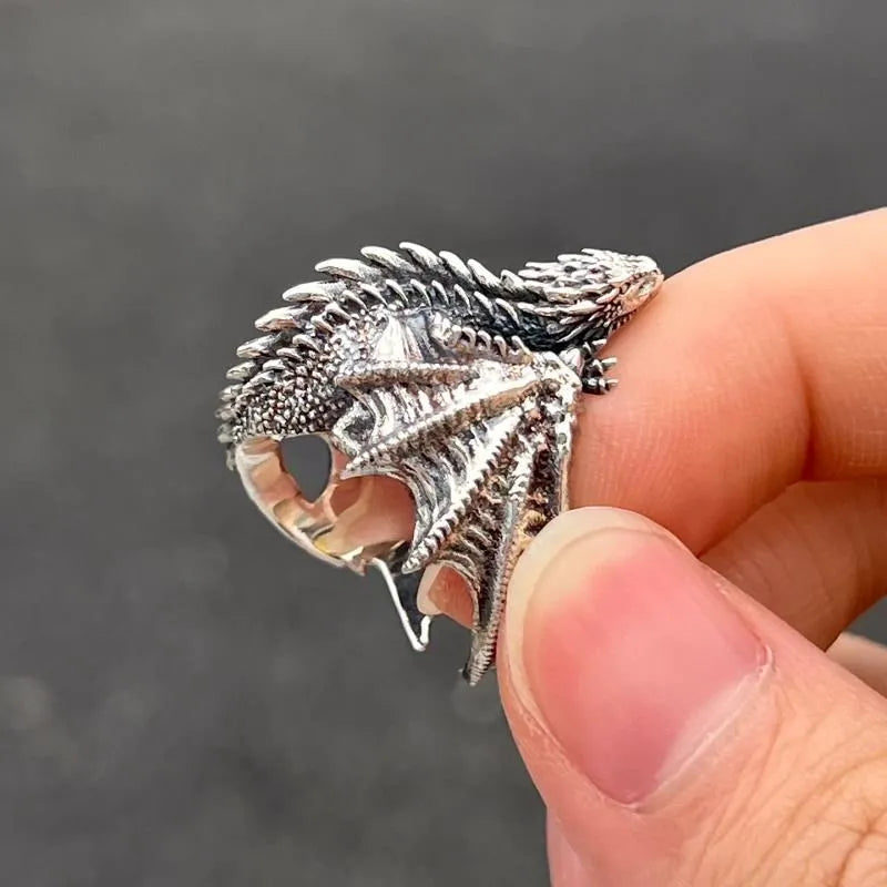 Dragon Rings Gothic Punk Style Pterosaur Wings Opening Adjustable Rings for Men Women Vintage Jewelry Accessories Gifts