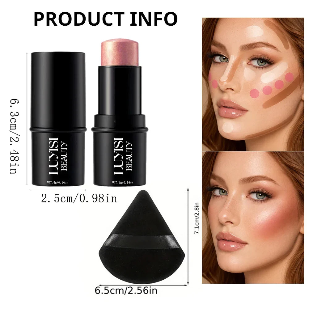 1PC Soft Rosy Color Blush Stick,Creamy Face Makeup,Waterproof,Natural Radiant Glow Finish, Lightweight Cheek,For Daily Makeup,