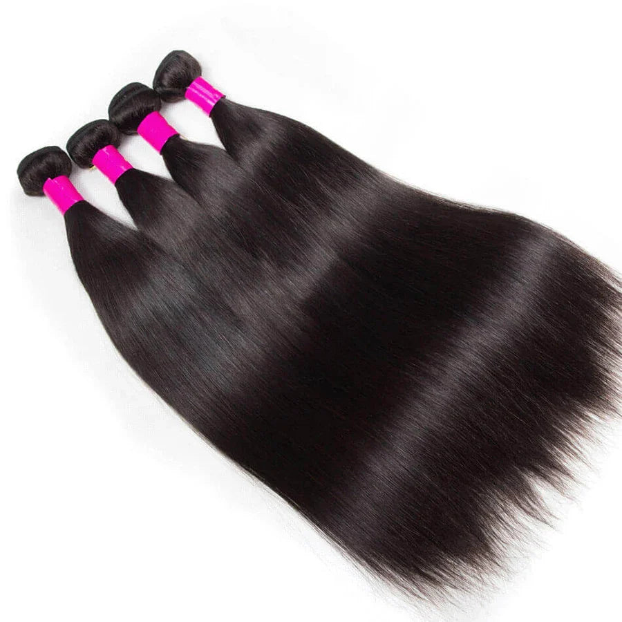 Silky Straight Bundles Human Hair Remy Brazilian Hair Extensions 1/3/4 PCS Natural Black Hair Weave Bundles 14-30 Inches