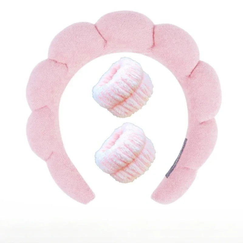 3Pcs/set Makeup Headband Puffy Sponge Spa Head Bands for Women Girls Washing Face Skincare Yoga Facial Mask Sports Hair Headband