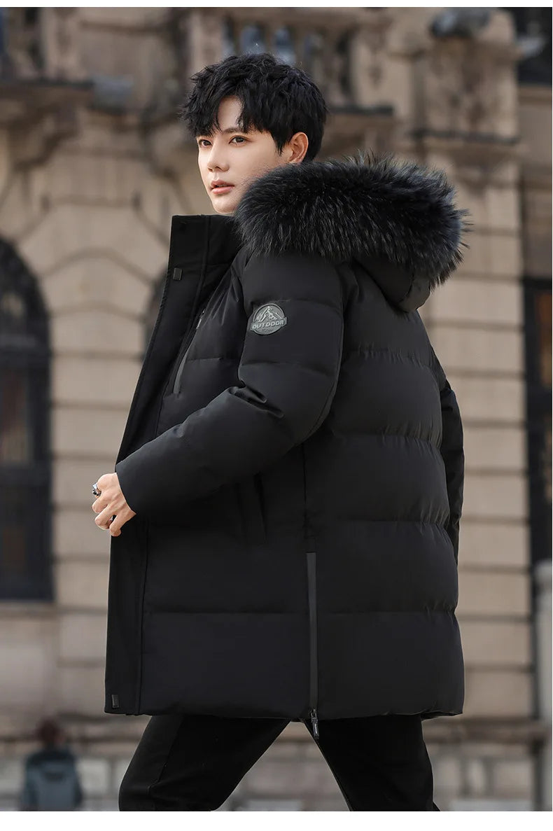 High Brand White Goose Down Jacket Coat Parka Men's Clothing Winter Padded Puffer Jackets Luxury Hooded Padding Outerwear HWY309