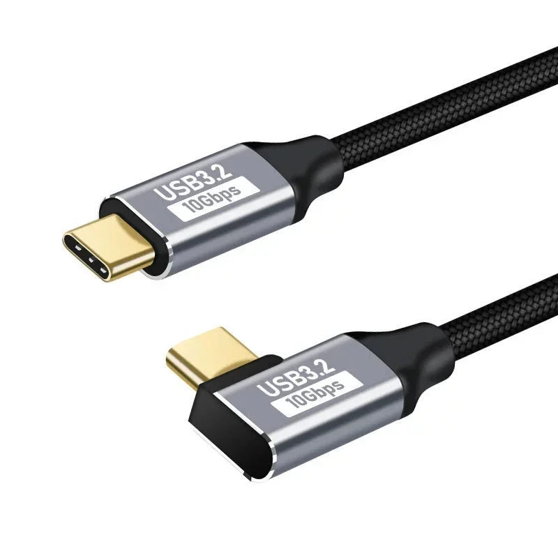 100W PD 5A Type USB C 3.1 Gen 2 Male to Female Extension Cord 90 Angle 10Gbps USB C Extender Data Cables Fast Charging Cable