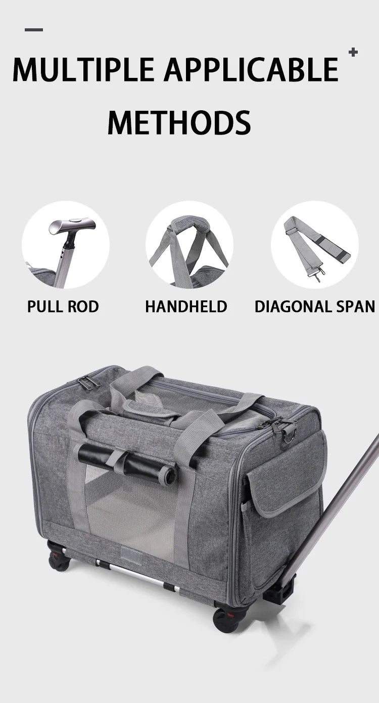 Pet Carrier with Wheels for Dogs Up To 15lbs & Cat  Airline Approved Dog Carrier Rolling Pet Carrier Foldable Pet Stroller