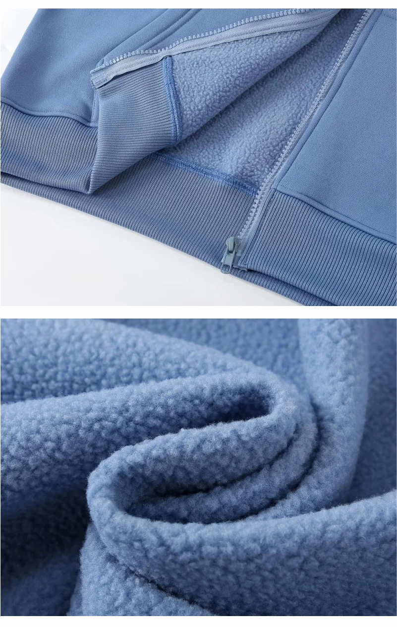 High Quality Velvet Zipper Hoodie Sweatshirt Custom Logo Embroidery Print Personalized Image Company Logo DIY 10 Color KAISING