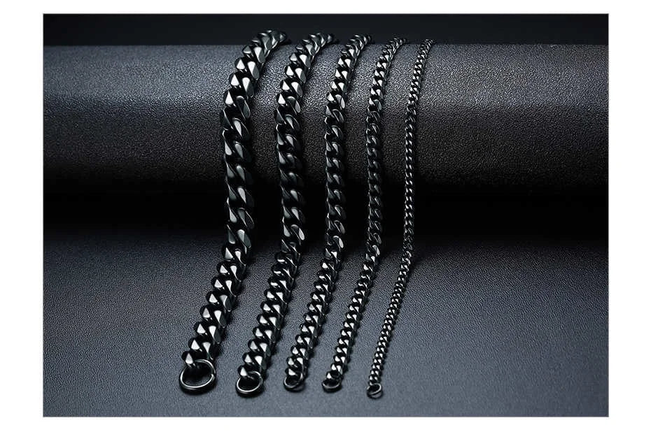 Vnox Mens Simple 3-11mm Stainless Steel Curb Cuban Link Chain Bracelets for Women Unisex Wrist Jewelry Gifts