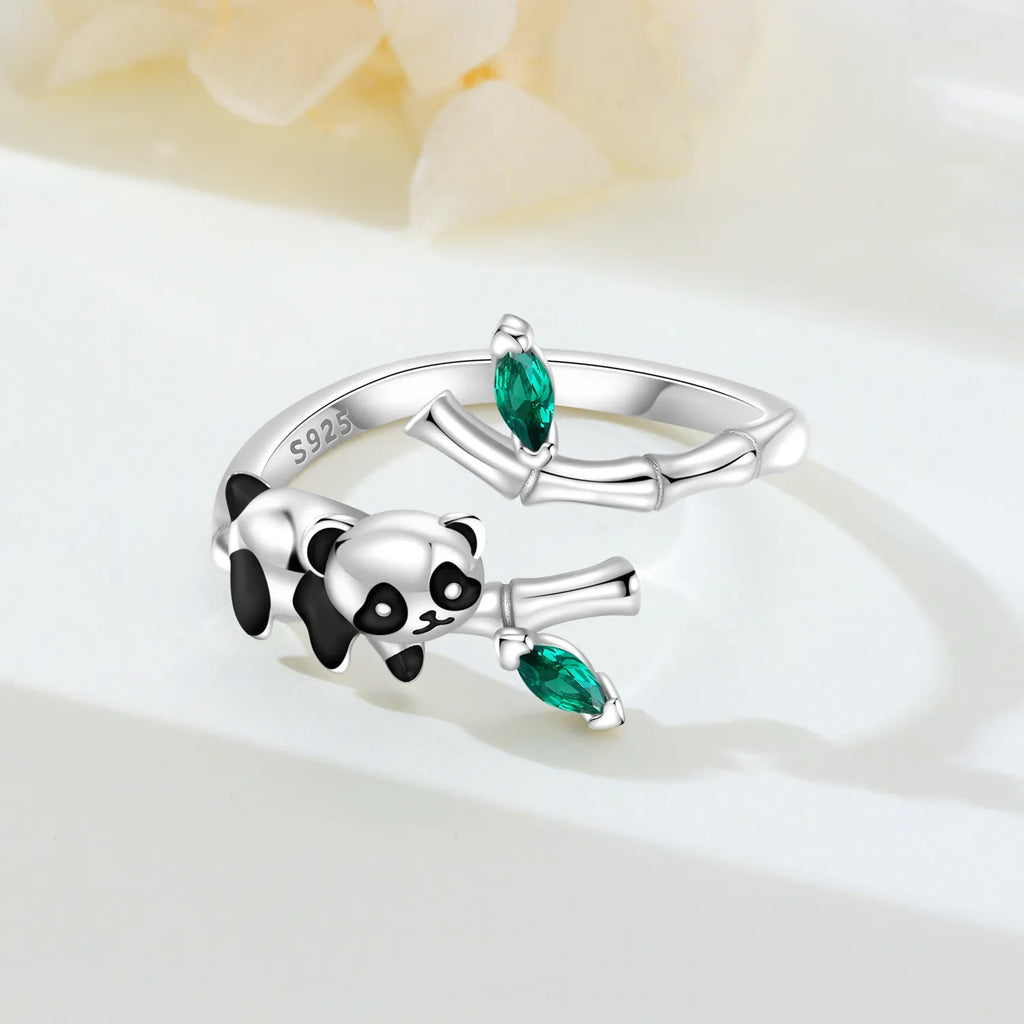 Original 925 Sterling Silver Open Ring Exquisite Panda Dolphin Adjustable Ring Original Daily Fine Jewelry Women Birthday Gifts