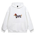 Unisex Hooded Sweatshirt Chinese Style Printed Loose Fit Couple Top Autumn Winter Casual Streetwear Minimalist Pullover