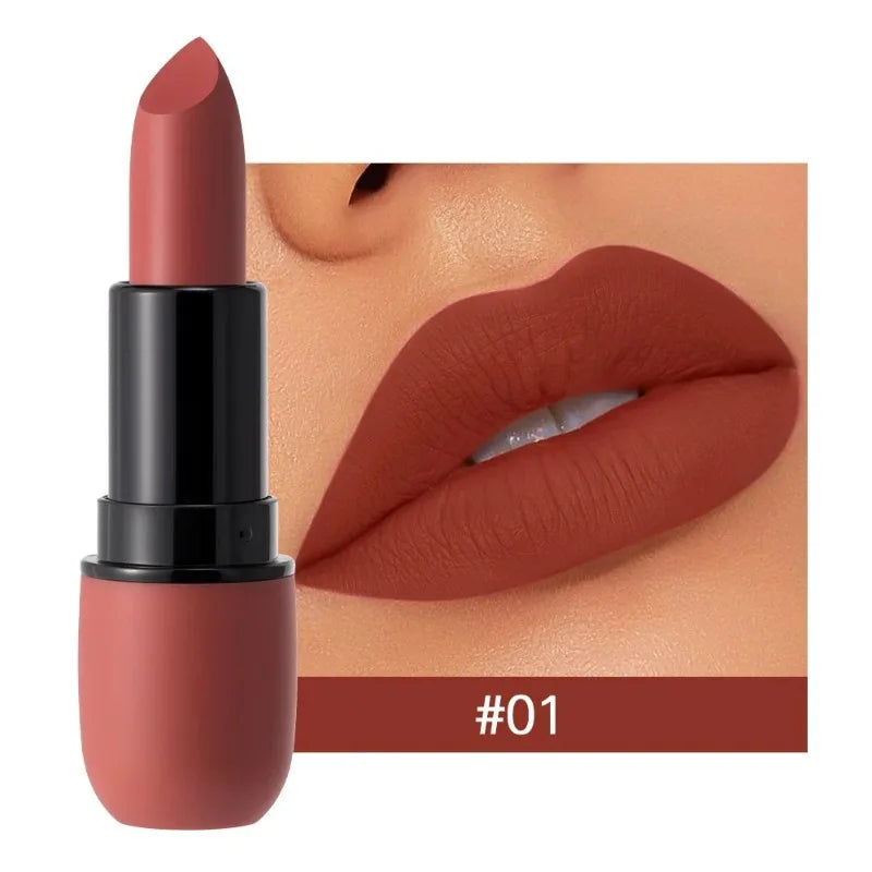 6-Color Matte Velvet Sexy Lipstick Waterproof Long-Lasting Nude Brown Lipstick Smooth High Pigment Profissional Lipgloss Makeup