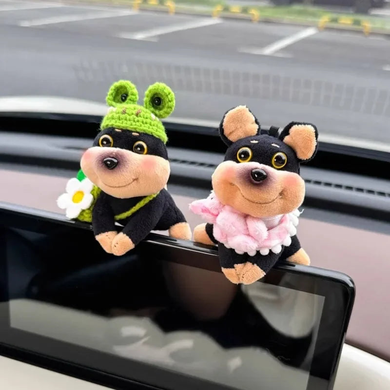 New Car Decor Kawaii Bee Dog Doll Cars Central Control Screen Display Ornaments Screen Decoration Car Interior DecorAccessories
