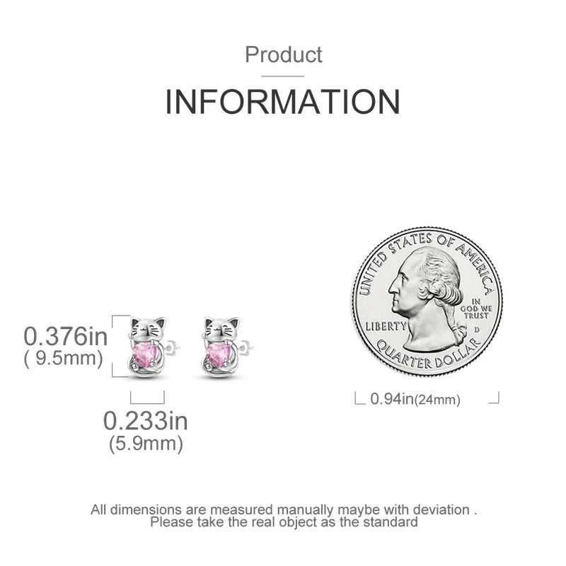 Original 925 Sterling Silver Colorful Cute Animal Pet Stud Earrings For Women Collocation For Girlfriend Birthday Gift