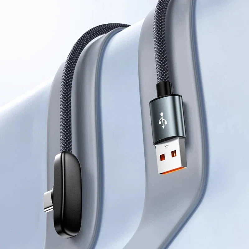 New 100W USB To Type C Fast Charging 90° Elbow Data Cable PD USB C Super Charging Game Cable For Samsung Huawei Realme iPhone