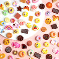 50PCS Cartoon Resin Nail Charms Simulated Biscuits Bear Croissant Donuts Cake Mix Design Creative Painted DIY Nail Art