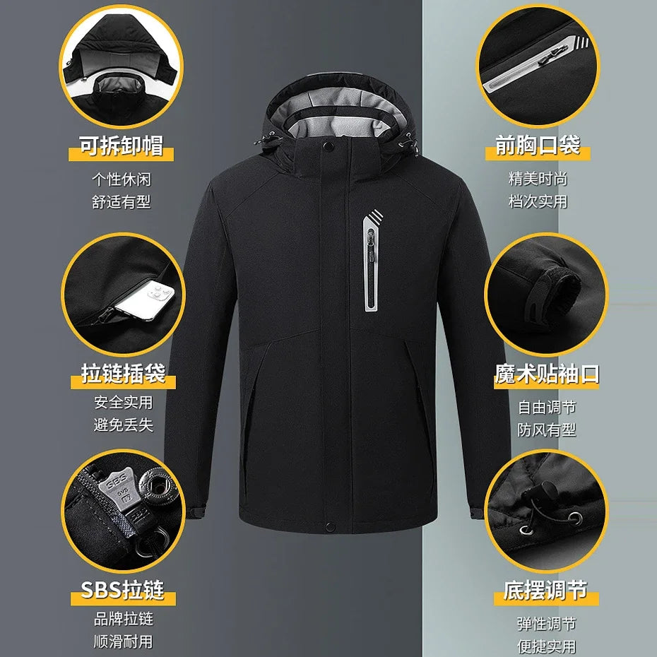 Heating Jackets Men Winter Warm Heated Windbreaker 8 Zones Electric Heated Coat Waterproof Coat Plus Size 5XL Outerwear Male