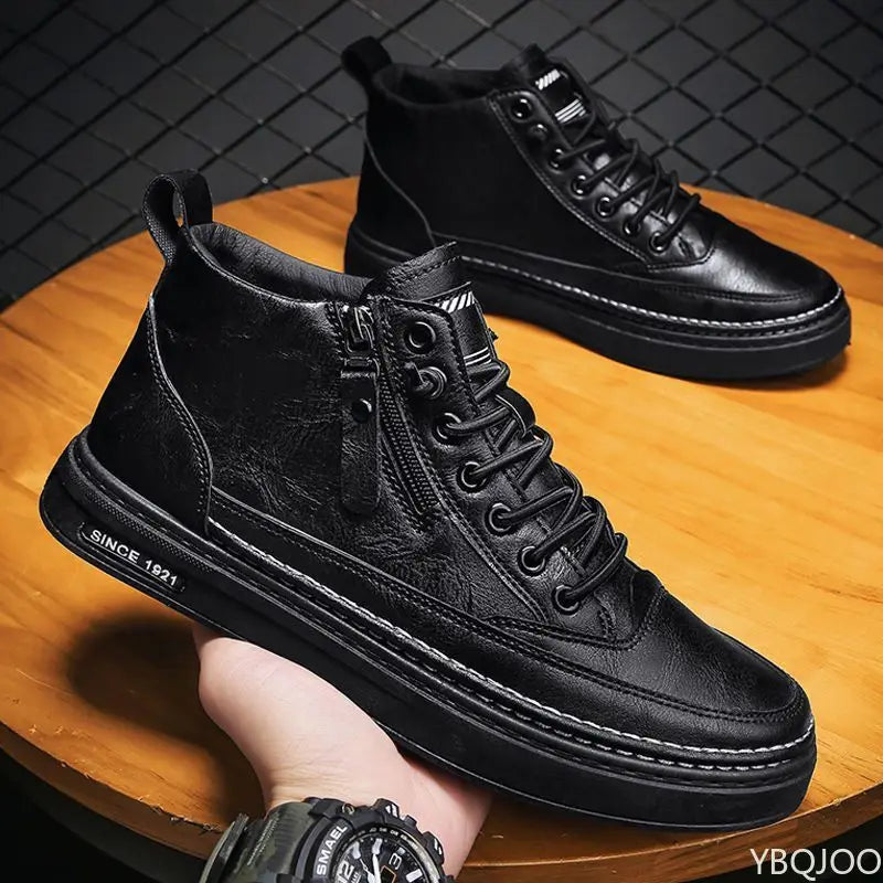 Men's shoes Spring Autumn new high top casual board shoes trend versatile black sports casual simple comfortable shoes for men