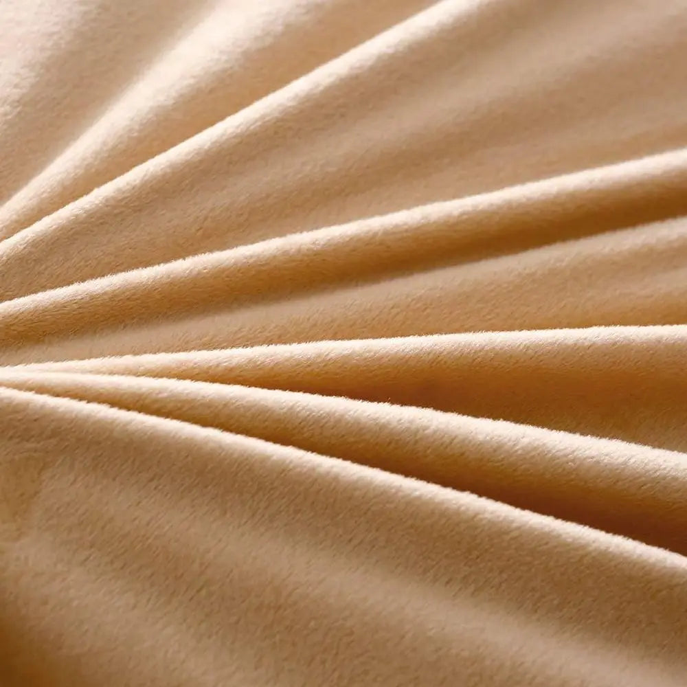 Camel King Size Faux Fur Velvet Plush Duvet Cover Set with Pillowcases, Ultra Soft & Warm