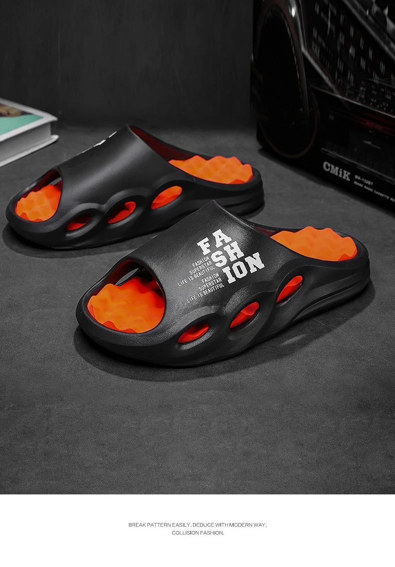 Men Fashion Massage Slippers Indoor/Outdoor Sandals Beach Flip Flop Thick Sole Male Slides Summer Non-Slip Men Shower Slippers