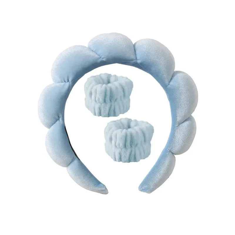 3Pcs/set Makeup Headband Puffy Sponge Spa Head Bands for Women Girls Washing Face Skincare Yoga Facial Mask Sports Hair Headband