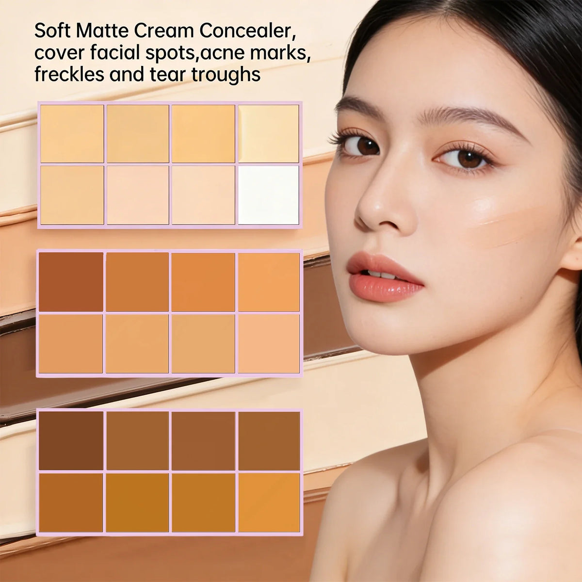 Soft Matte Cream Concealer High Coverage Cover Facial Spots, Acne Scars, Freckles and Tear Troughs Long Lasting Makeup Cosmetics