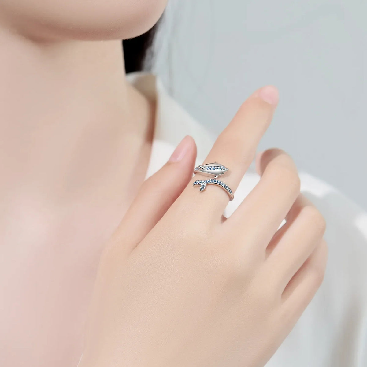 Original 925 Sterling Silver Open Ring Exquisite Panda Dolphin Adjustable Ring Original Daily Fine Jewelry Women Birthday Gifts