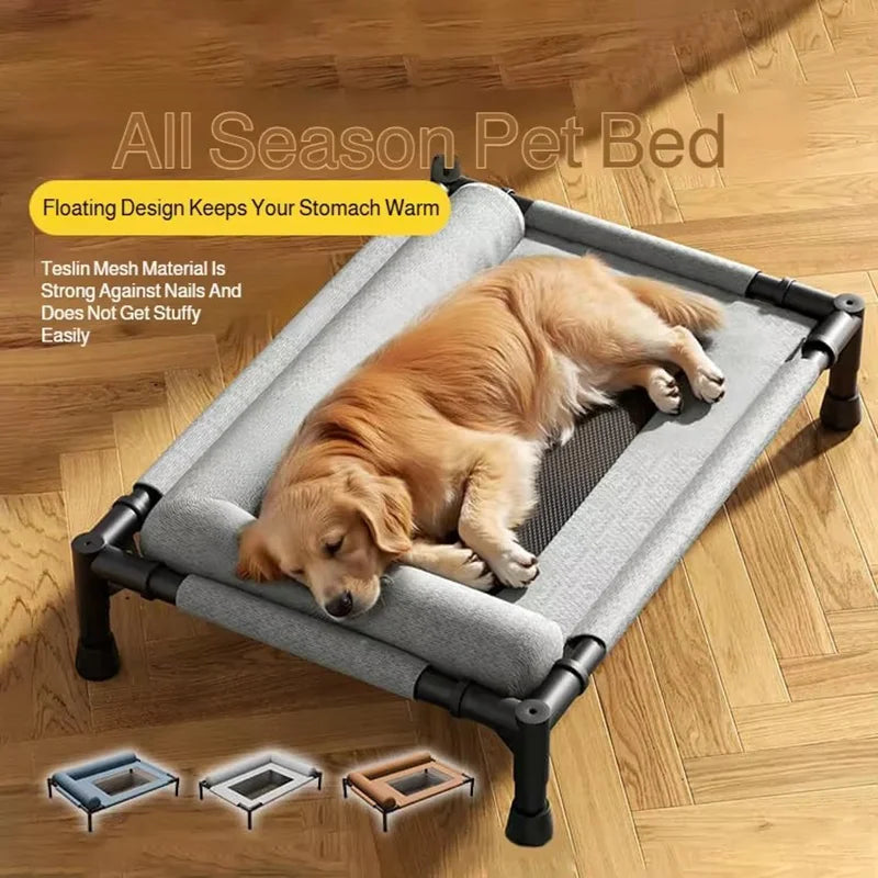 Elevated Cooling Mesh Dog Cot Breathable Moisture Resistant Bed With Pillow Four Seasons Use Indoor For Dog Cat Pet Supplies