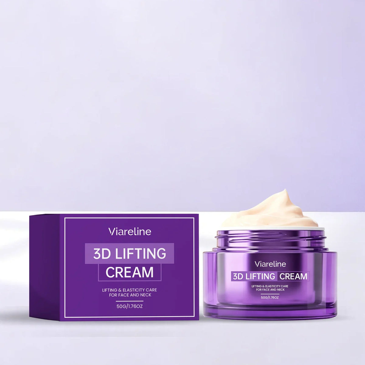 Viareline 3D Lifting Cream, Face & Neck Firming Moisturizer, Improve Skin Elasticity Anti-Aging Daily Facial Cream 50g