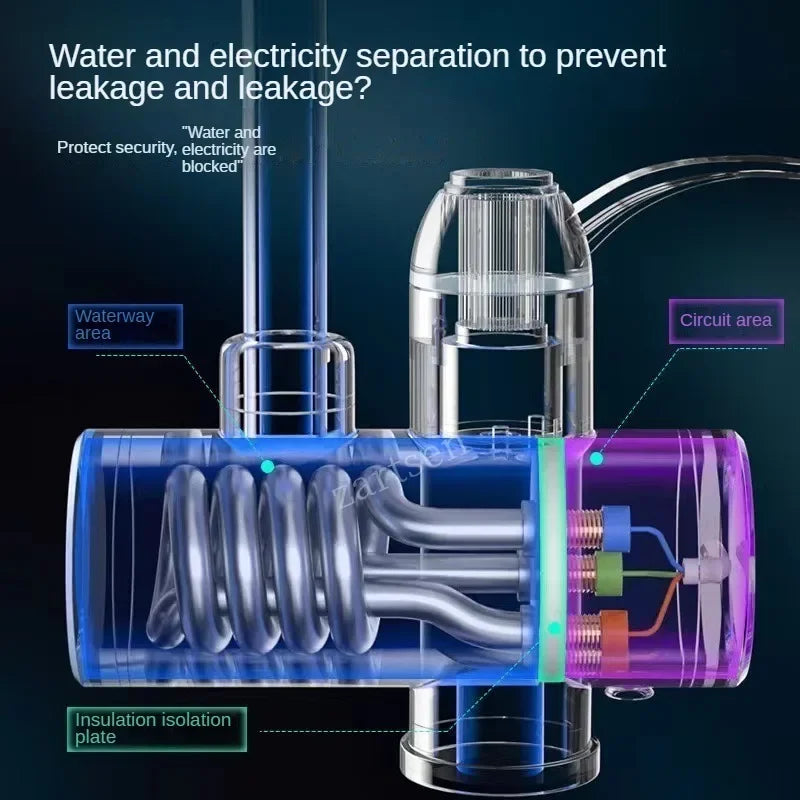 3000W Electric Kitchen Water Heater Tap Instant Hot Water Faucet Heater Cold Heating Faucet Tankless Instantaneous Water Heater