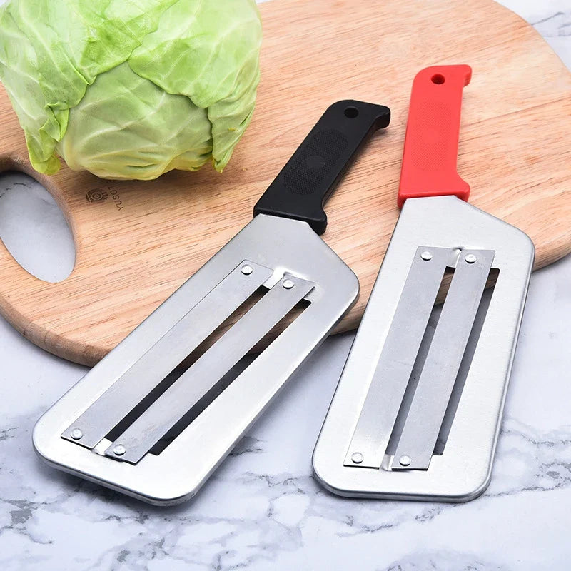 Stainless Steel Cabbage Shredder Slicer with Dual Blades, Handheld Vegetable Shredding Tool for  Salad Making Kitchen