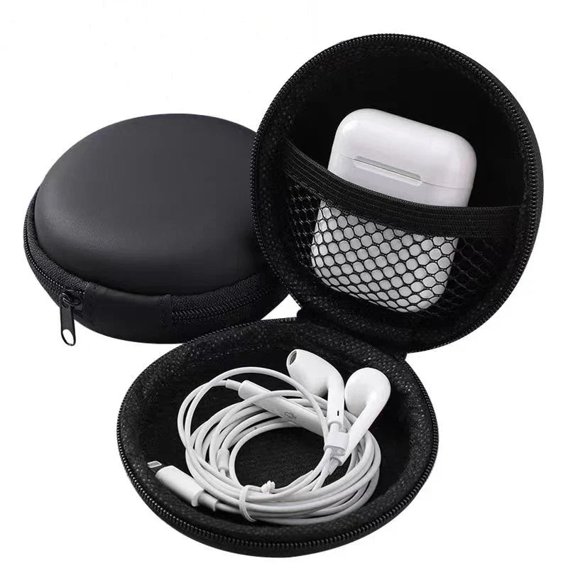 Earphone Storage Case PU Mini Carrying Hard Bag Box Case For Earphone Headphone Accessories Earbuds Memory Card USB Cable