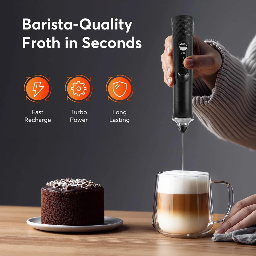 Milk Frother Wand Coffee Frother Handheld Foam Maker For Latte Rechargeable Electric Milk Frother Handheld Drink Mixer Gift Idea
