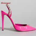 Leopard Crystals Slingback Pumps Pointy Toe Stiletto Rhinestones Women's Pumps 2025 New Summer Sexy High Heels Slip On Shoes