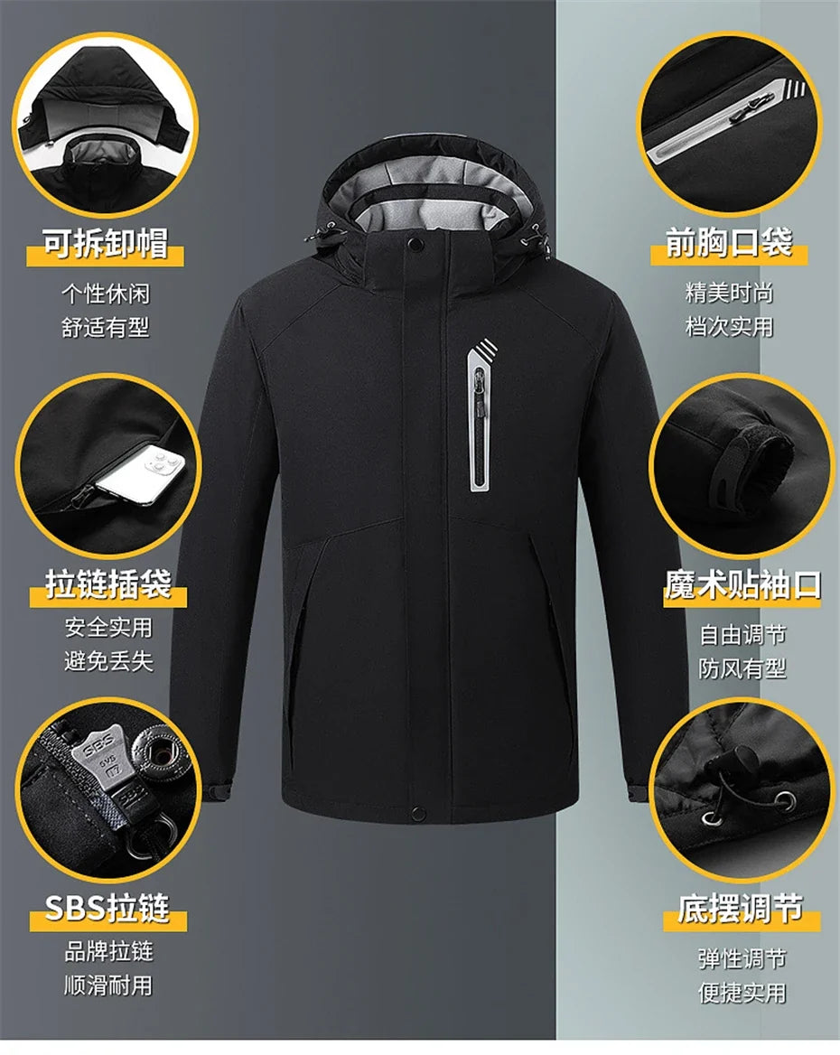 Heating Jackets Men Winter Warm Heated Windbreaker 8 Zones Electric Heated Coat Waterproof Coat Plus Size 5XL Outerwear Male