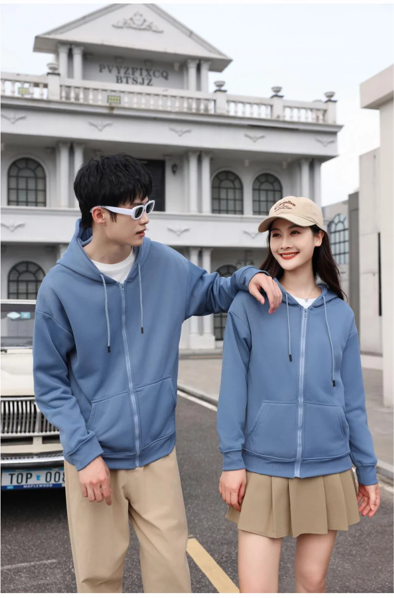 High Quality Velvet Zipper Hoodie Sweatshirt Custom Logo Embroidery Print Personalized Image Company Logo DIY 10 Color KAISING